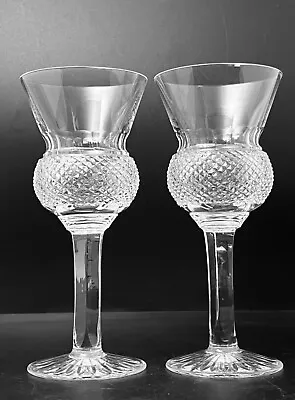Buy Edinburgh Crystal Thistle Plain Cut Hock White Wine Glasses X2 • 60£