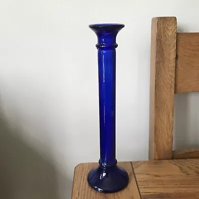 Buy Cobalt Blue Glass Candlestick 11ins Tall • 3.99£