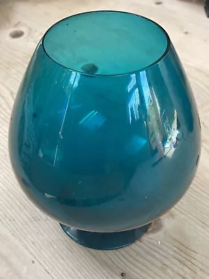 Buy Blue Glass Vintage Oversize Brandy Style Glass/footed Vase  • 0.99£