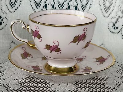 Buy VTG Tuscan Fine English Bone China Lovely Pink & Gold Feathers Cup & Saucer EXC! • 21.35£