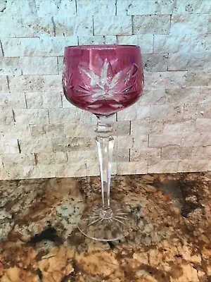 Buy Vintage Bohemian Czech Cut To Clear Ruby / Cranberry Crystal Wine Water Goblets • 38.35£