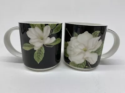 Buy 2 X Queens Gifts 'Sanderson' Sweet Bay Fine China Mugs Black Two M/W & D/W Safe • 9.99£