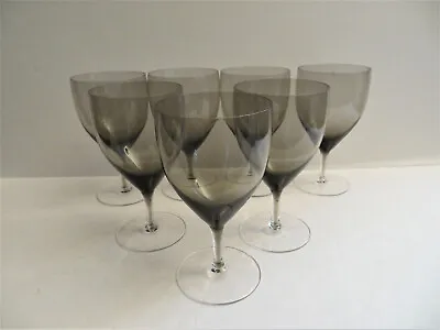 Buy Vtg Midcentury Modern Holmegaard Smoke Grey 12 Ounce Wine Water Goblets X7 Nice! • 94.50£