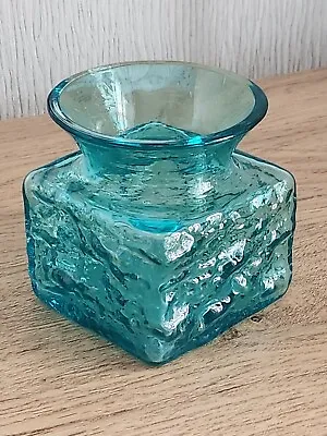Buy Vintage Dartington Glass Kingfisher Polar Square Vase - 9cm Tall - Very Good Con • 10£
