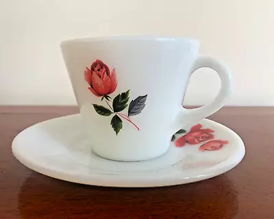 Buy Vintage Pyrex - June Rose -  Flat Base Tea Cup And Saucer • 3£