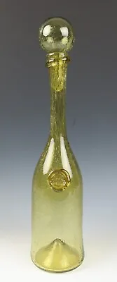 Buy Large Vintage Biot French Blown Glass Wine Decanter France Bubble Yellow Bottle • 150.42£