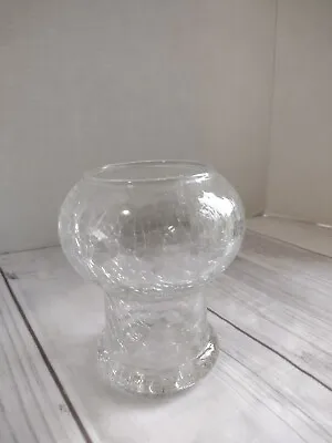 Buy Vintage Clear Crackle Glass Candle Holder Vase Round 4 1/2  Tall • 17.08£