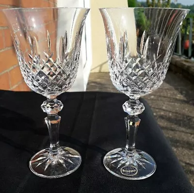 Buy 2 Bohemia Fine Cut Lead Crystal Wine Glasses 18cm No 1 • 30£