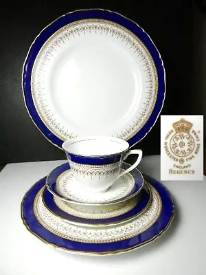 Buy Royal Worcester REGENCY BLUE 5 Piece Place Setting(s) Excellent Condition!! • 82.96£