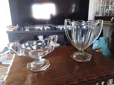 Buy 2 X Antique, Lead Cut Cristal Glass, Art Deco  Style Vases  • 6.99£
