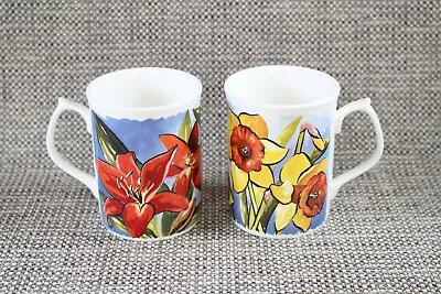 Buy Set Of 2 Floral Multicoloured Mugs By Duchess Fine Bone China 250ml • 14.99£