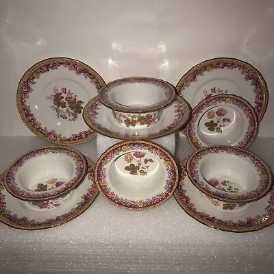 Buy Vintage Rare Pattern Cauldon England China 5 Berry Bowls W/ Matching Saucers • 28.93£