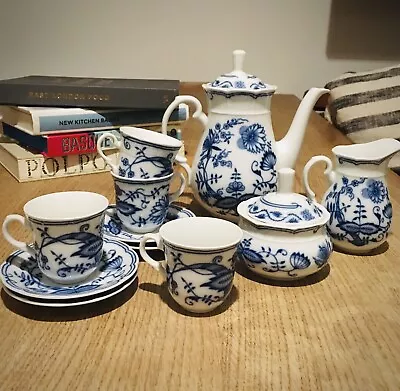 Buy Vintage Thun Czechoslovak Pottery Blue And White Coffee Set. • 50£