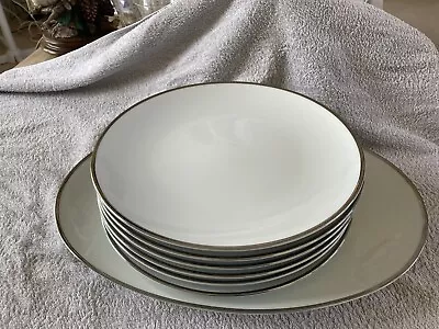 Buy Thomas Luxury White Silver Edged Plates - 1 Oval And 6 Dinner • 50£