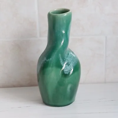 Buy Kad-Yad Israel Vase Green Drip Glaze Lava Pottery #52 Vintage Abstract H 20 Cm • 30£