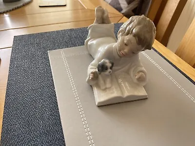 Buy Nao/lladro Boy Lying Down With Dog. Collectable Item • 50£