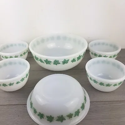 Buy Vintage Milk Glass Dinner Serving Set PHOENIX Pudding Mixing Bowls Pyrex Arcopal • 29.95£