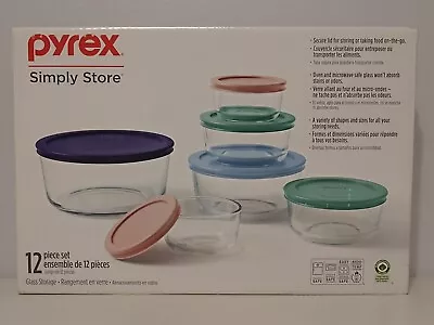Buy Pyrex Simply Store 12-piece Glass Storage Set, 6 Bowls & 6 Lids - 4 Sizes - NEW • 19.47£