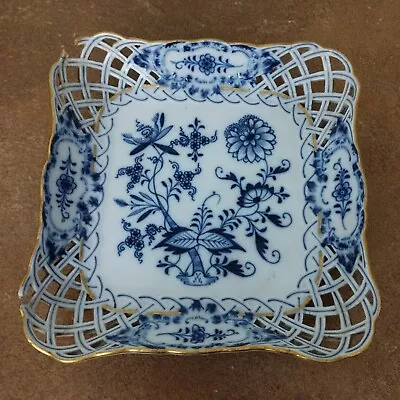 Buy Antique Meissen, Bowl / Dish With Reticulated Border, Blue Onion Pattern, 17.5cm • 24.95£
