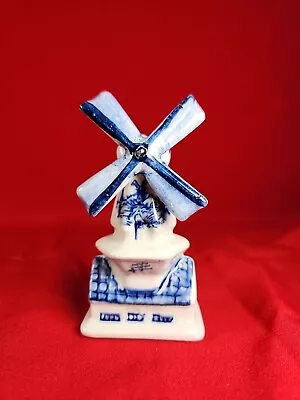 Buy Beautiful Vintage Hand Painted Delfts Type Blue Holland Porcelain Windmill Retro • 9.99£