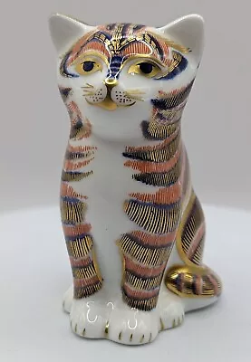 Buy Royal Crown Derby Bone China Imari Cat Kitten Seated Figurine Silver Stopper  • 29.99£