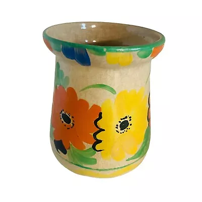 Buy Antique Podmore Hanley Vase Small Earthenware Blue Orange Yellow Brush Pen Pot • 7.64£