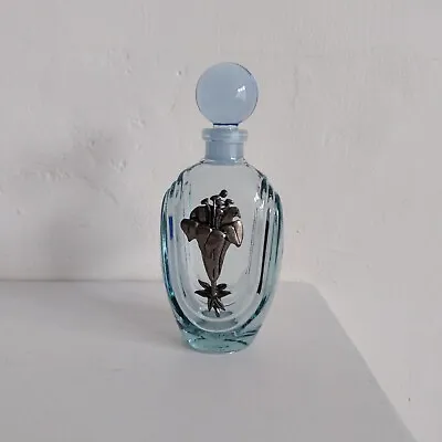 Buy Silver Scences Small Perume Bottle Blue Glass 3 3/4 Inches • 12.99£