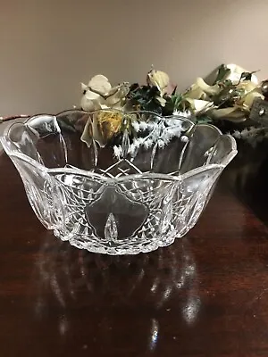 Buy Round Scalloped 7” Floral Blooming Crystal Serving Bowl Diamond Base • 21.75£