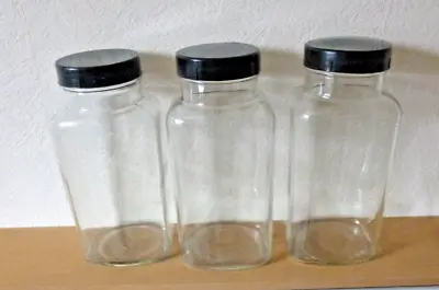 Buy Vintage Glass Sweet Jars -1960s -Set Of 3- Retro Storage Kitchen Shop Display • 30£