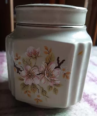 Buy Vintage Sadler Square  Apple Blossom  Ginger Jar With Lid & Gold Banding • 7.25£
