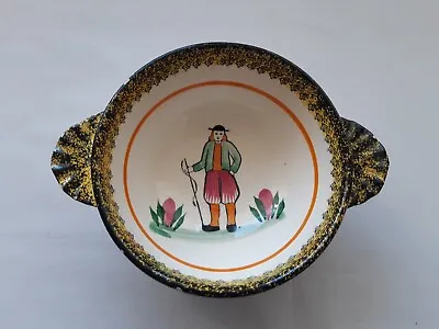 Buy Vintage Henriot Quimper Pottery Soup Bowl Shell Lug Handles Breton Man NOEL  • 29.99£