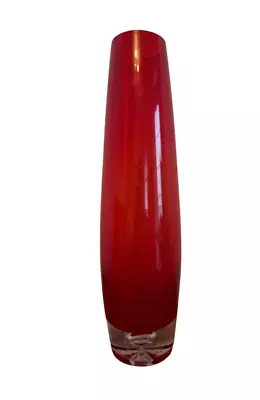 Buy Vintage Swedish Glass Bubble Base Vase Red Torpedo Atomic 1960's Mid Century • 35£