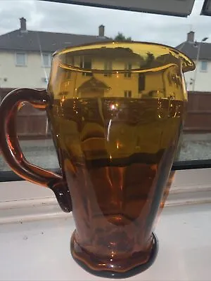 Buy Vintage Amber Glass Jug - 18 Cm High - Some Manufacturing Imperfections   • 3.99£