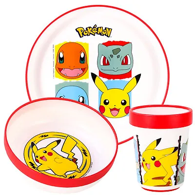 Buy Pokemon 3pcs Bicolor Kids Dinner Tableware Set Plate, Bowl & Tumbler, BPA Free • 12.99£