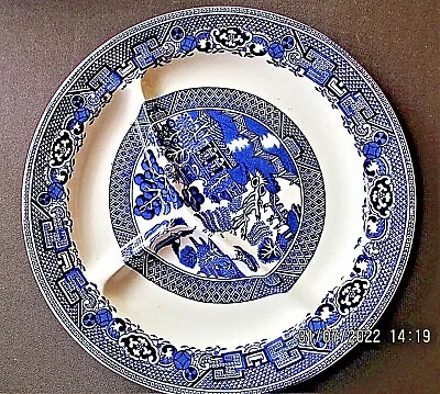 Buy Round Divided Plate By WOODS WARE Willow Pattern  Measures 10.75  Across • 11.19£
