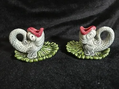 Buy Pair Of Portuguese Cabbageware Cabbage Ware Ceramic Candlesticks Candle Holders • 75£