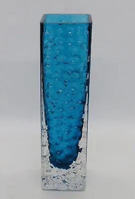 Buy Whitefriars Blue Glass Vintage Art Deco Antique Bark Effect Vase - Baxter • 110£