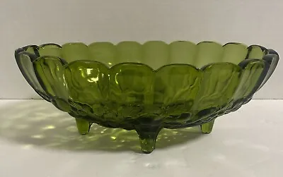 Buy Vintage Harvest Grape Indiana Green Glass Footed Oval Center Fruit Bowl 12” • 22.72£