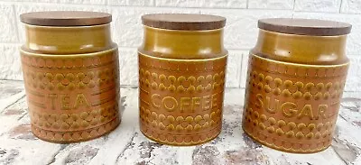 Buy Vintage Hornsea Saffron Pottery Tea Coffee Sugar Canister Set 1975 • 29.99£