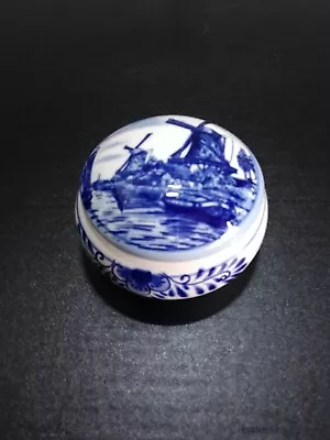 Buy Vintage Small Delftware Trinket Box - Blue White - Designed Elesva Holland • 4.95£