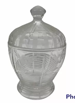Buy Vintage Clear Cut Crystal Jelly Jam Jar With Lid Spices Condiments • 8.49£