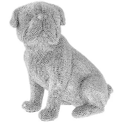 Buy Lesser & Pavey Silver Art Diamante Sitting Pug Sparkling Dog Ornament Gift Idea • 20.99£