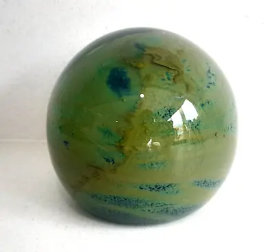 Buy Large Vintage Mdina Maltese Glass  Sand & Sea  Paperweight Blue & Green 82mm • 14.99£