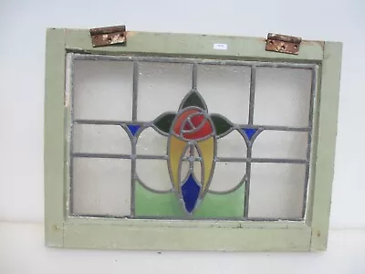 Buy Antique Stained Glass Window Panel Vintage Old Wooden Nouveau Art Deco 22.5 X16  • 50£