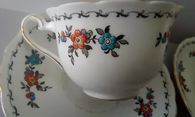 Buy A Pair Of Tuscan China Cups And Saucer's Hand Painted  Raised Flowers • 6£