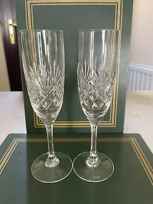 Buy Pair Of Edinburgh Crystal Champagne Flutes / Glasses Signed. • 28£