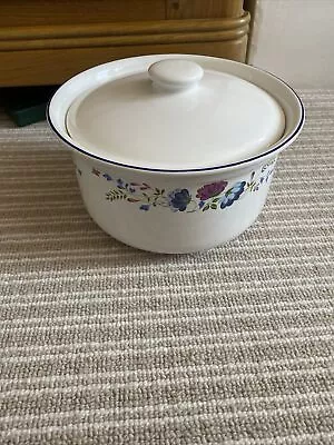 Buy White Ceramic BHS Priory Tableware Large Casserole Dish With Blue Floral Design • 20£