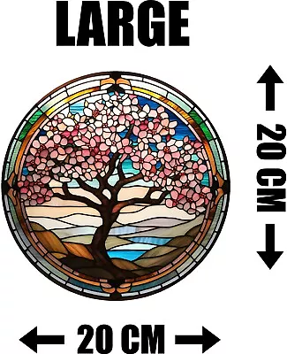 Buy Cherry Blossom Tree Decorative Stained Glass Effect Static Cling Window Sticker • 9.99£