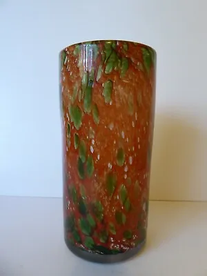 Buy Vintage Mtarfa Cylinder Art Glass Vase Labelled And Signed • 23£