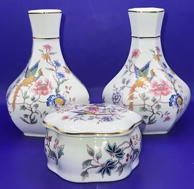 Buy Hammersley Bone China Birds Of Paradise Collection Vases Trinket Box Trio • 17.29£